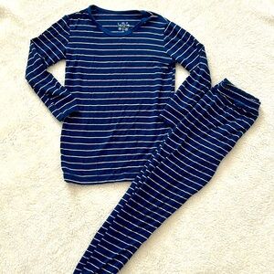 Kickee Pants Tokyo Stripe Blue Soft Bamboo Pajama Set